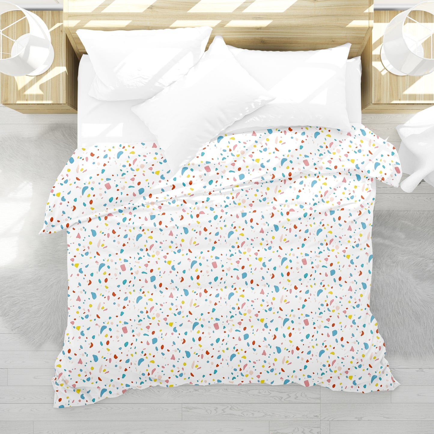 White & Blue Weighted 5kg Blanket Cotton Material with Premium Glass Beads Therapeutic Blankets Use on Single Bed