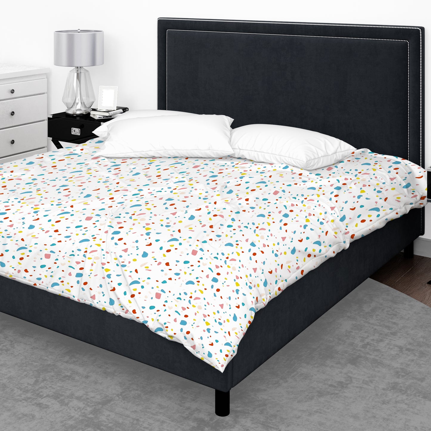 White & Blue Weighted 5kg Blanket Cotton Material with Premium Glass Beads Therapeutic Blankets Use on Single Bed