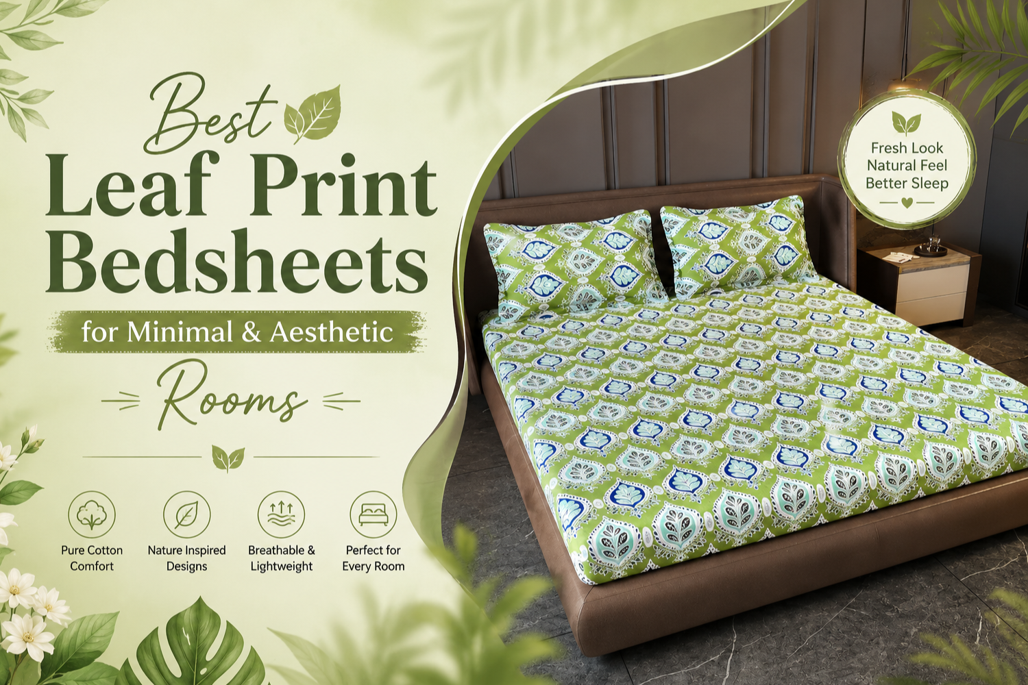 Best Leaf Print Bedsheets for Minimal & Aesthetic Rooms – Divine Casa