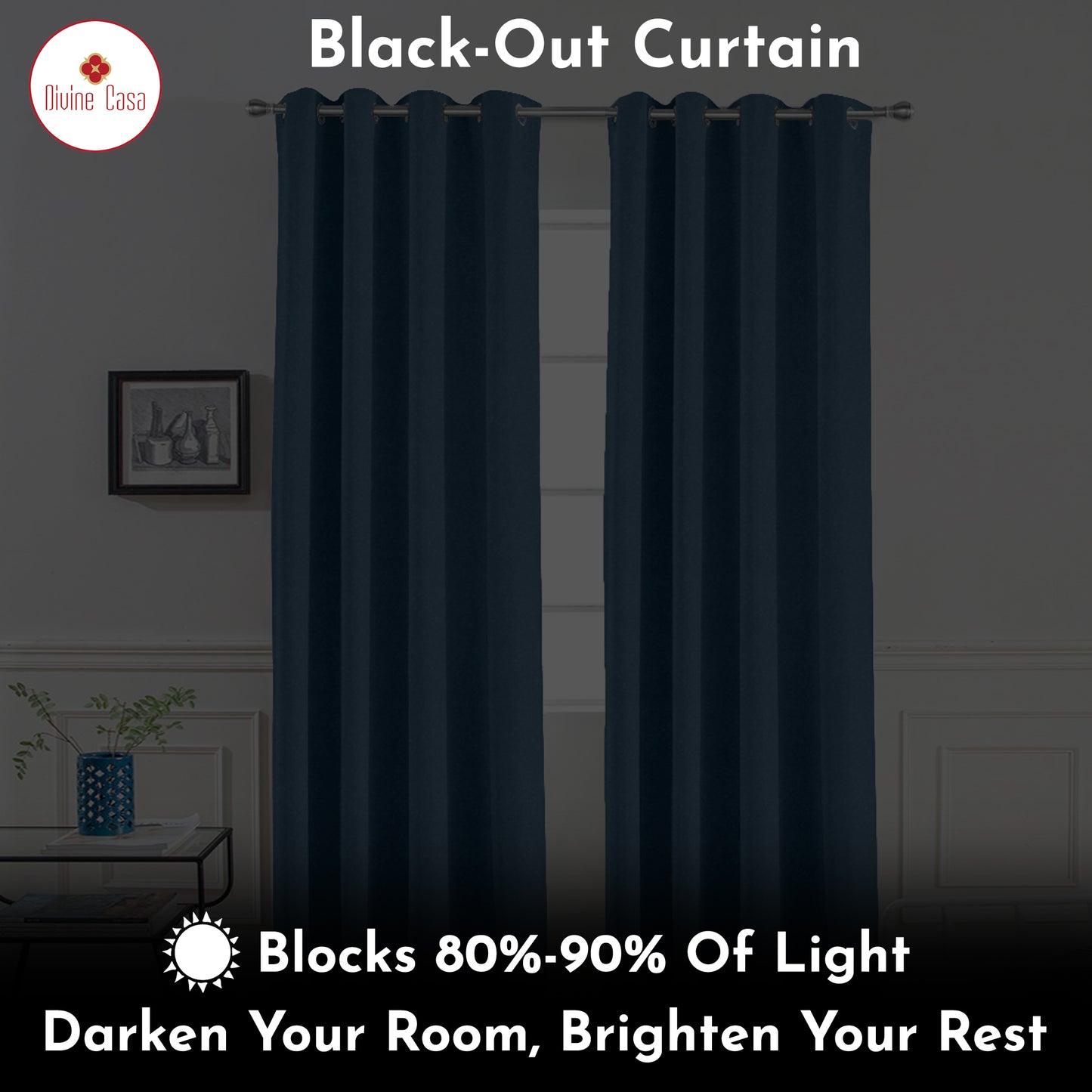 Micro Twill Blackout Window Curtain Single Panel Light Blocking Cover - 1 Piece (Sky Blue)