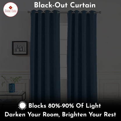 Micro Twill Blackout Window Curtain Single Panel Light Blocking Cover - 1 Piece (Sky Blue)