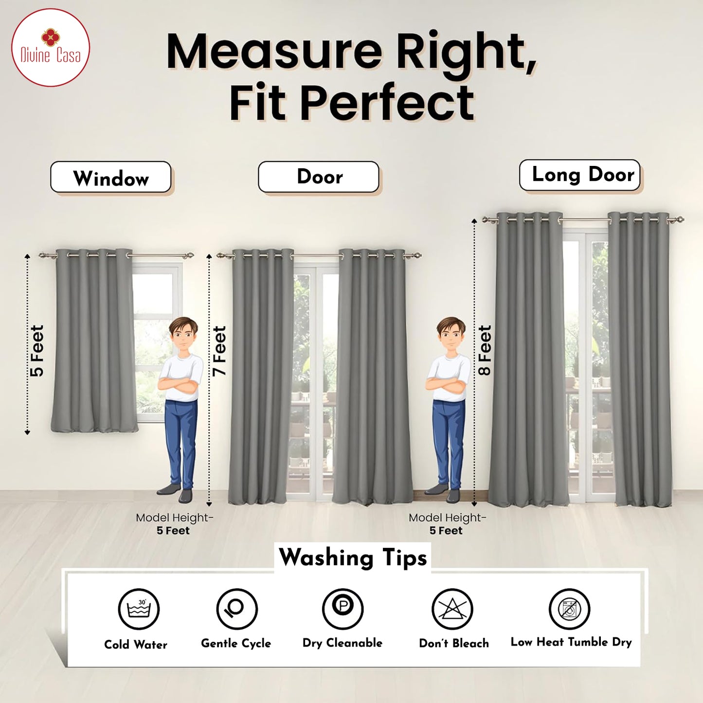 Micro Twill Blackout 1pcs Door Curtain – Light Blocking Privacy Door Panel - White
