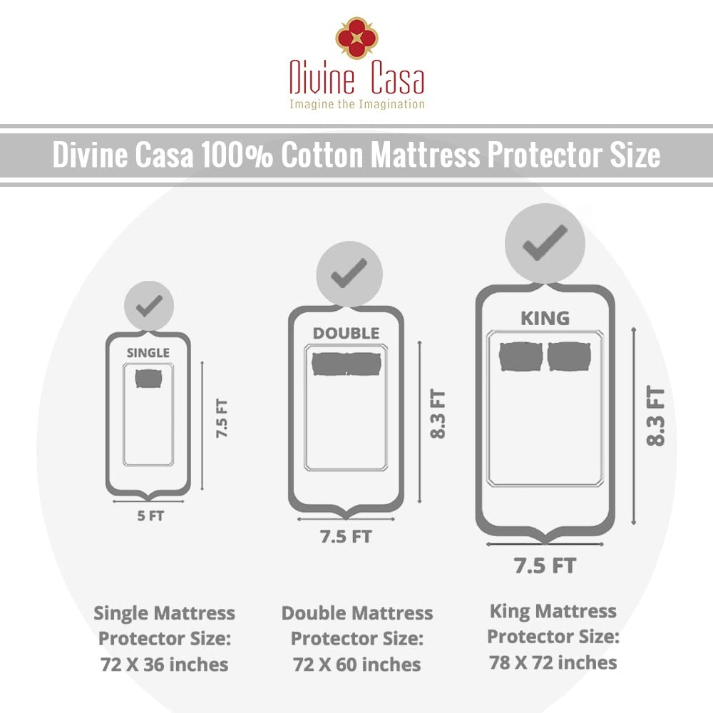 Grey Terry Cotton Water Proof Mattress Protector/Cover for King Bed Soft & Breathable