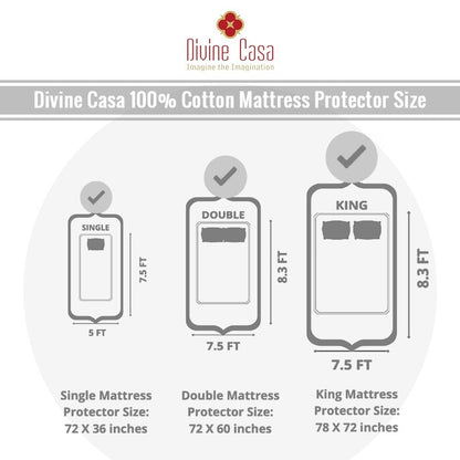 Grey Terry Cotton Water Proof Mattress Protector/Cover for King Bed Soft & Breathable