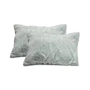 Fluffy Fur Pillow Cover – Ultra Soft Decorative Cushion Covers (Set of 2) - Grey