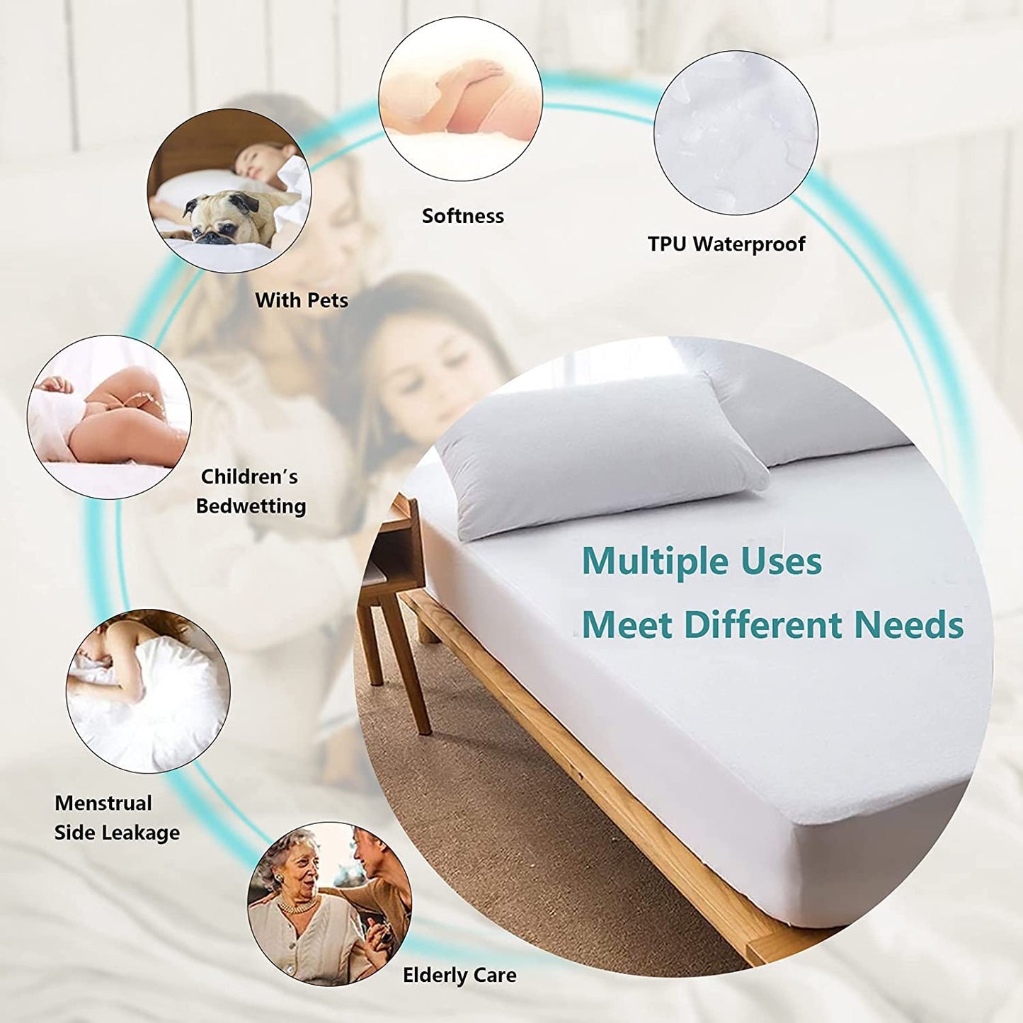 Maroon Terry Cotton Soft & Breathable Water Proof Mattress Protector Cover for Double Bed - 36"x72" ( Maroon ) - (mp-marron-db)