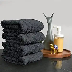 Divine Casa Cotton 550 GSM Set of 4 Hand Towels (Grey, 40x60 cm)