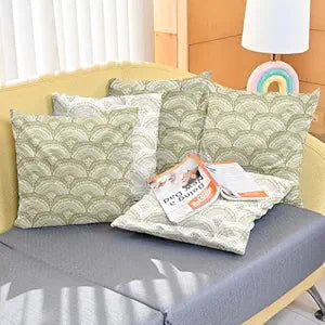 Soft Microfiber Cushion Covers – Easy Care Pillow Cover Set of 5 - Soybean & White