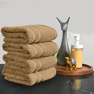 Divine Casa Cotton 550 GSM Set of 4 Hand Towels (Beige, 40x60 cm)