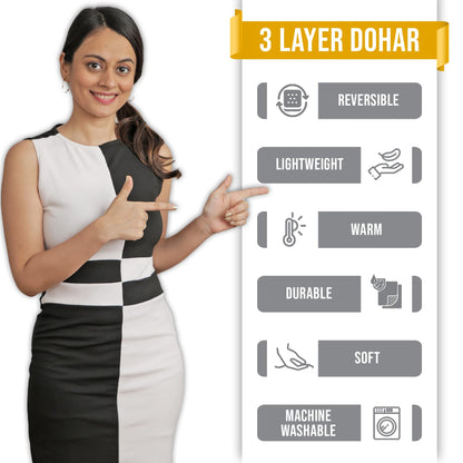 Royal Lilac Floral Double Bed Dohar - 120 GSM Cotton