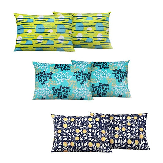Multicolor Set of 6 Cotton Pillow Covers 18 x 28 Inchs (46 x 71, CM)