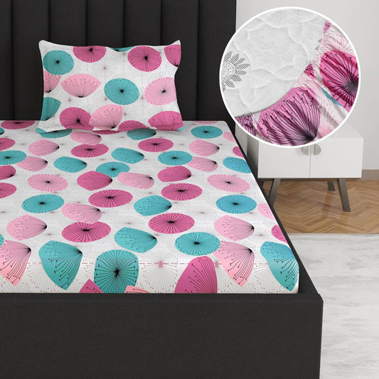 Opal Floral Printed Elastic Fitted Bedsheet For Single Bed