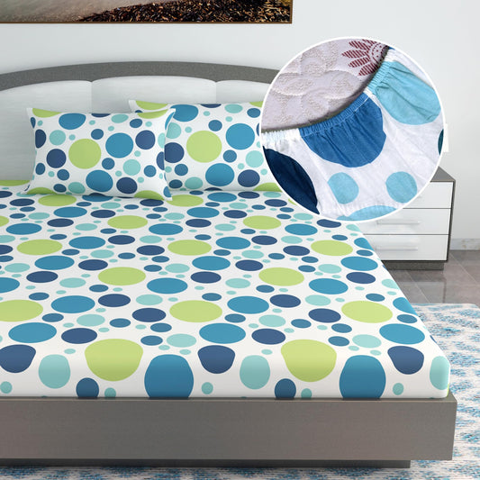 Colorful Polka Dots Elastic Fitted King Bed Bedsheet