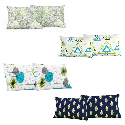 Multicolor Set of 8 Cotton Pillow Covers 18 x 28 Inchs (46 x 71, CM)