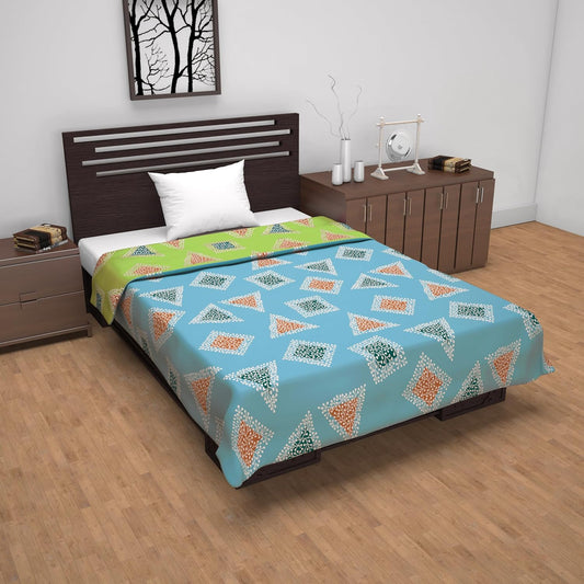 Sky Olive Geometric Pattern Single Dohar – 120 GSM Microfiber