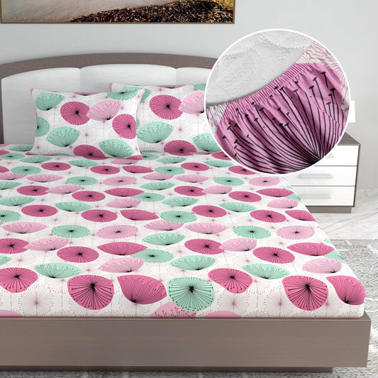 Opal Floral Printed Elastic Fitted King Bed Bedsheet