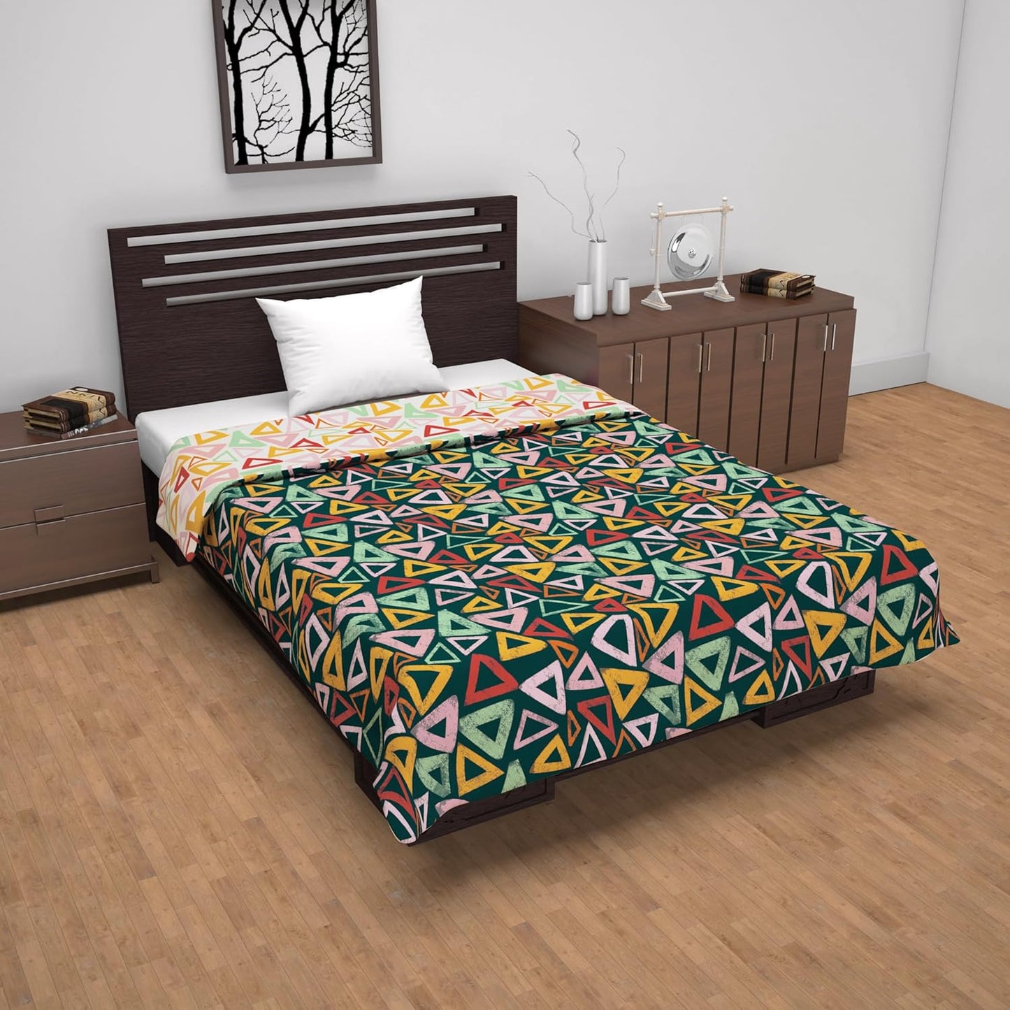 Midnight Multicolor Geometric Pattern Dohar For Single Bed – 120 GSM Microfiber