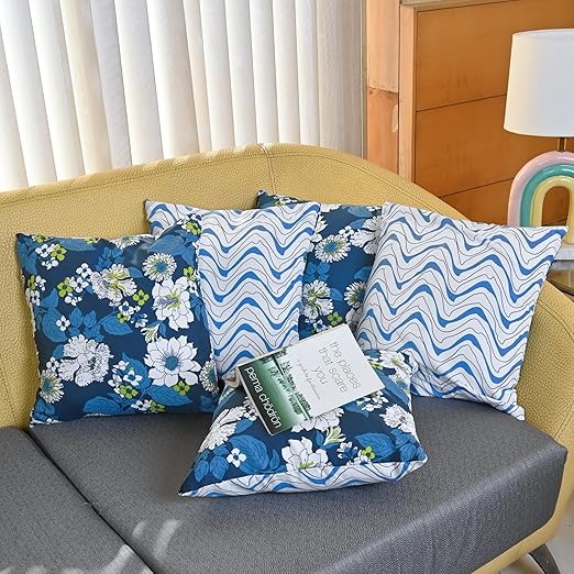 Microfiber Cushion Cover Set of 5 – Modern Decorative Pillow Covers - Galaxy Blue