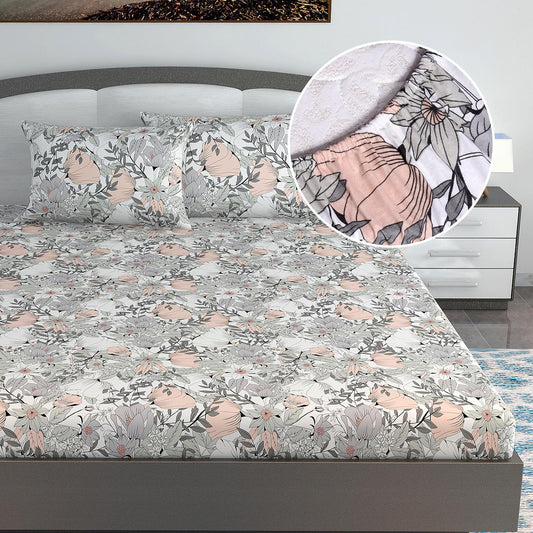 Bloom Floral Print Elastic Fitted King Bed Bedsheet