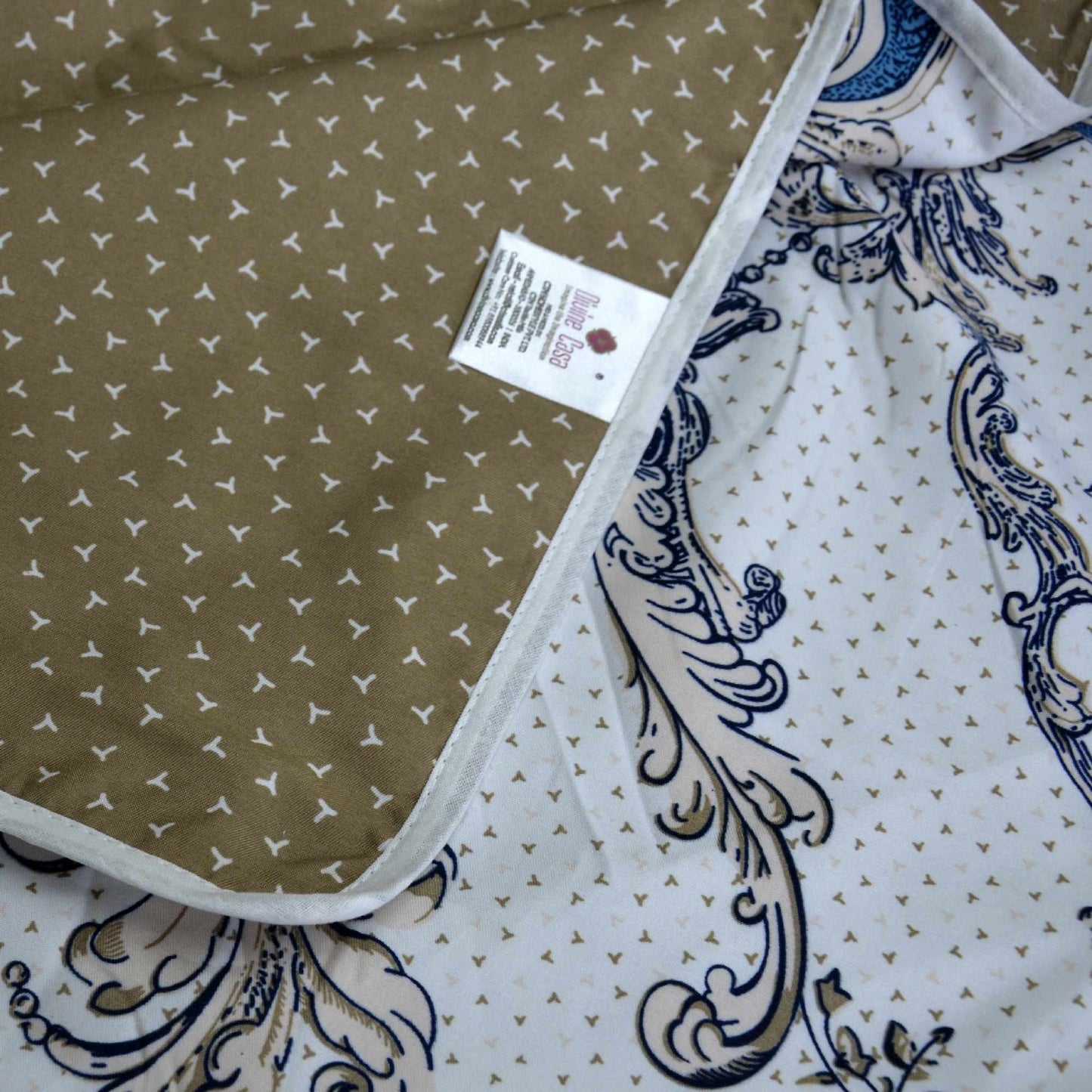 Beige and Brown Microfibre 150 GSM Floral Pattern Reversible Double Bed AC Quilt Comforter