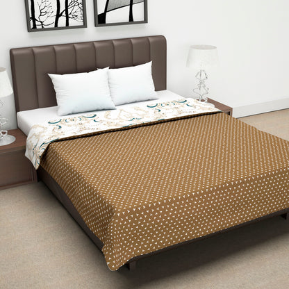 Kalamkari Beige Microfiber Soft Double Bed Dohar