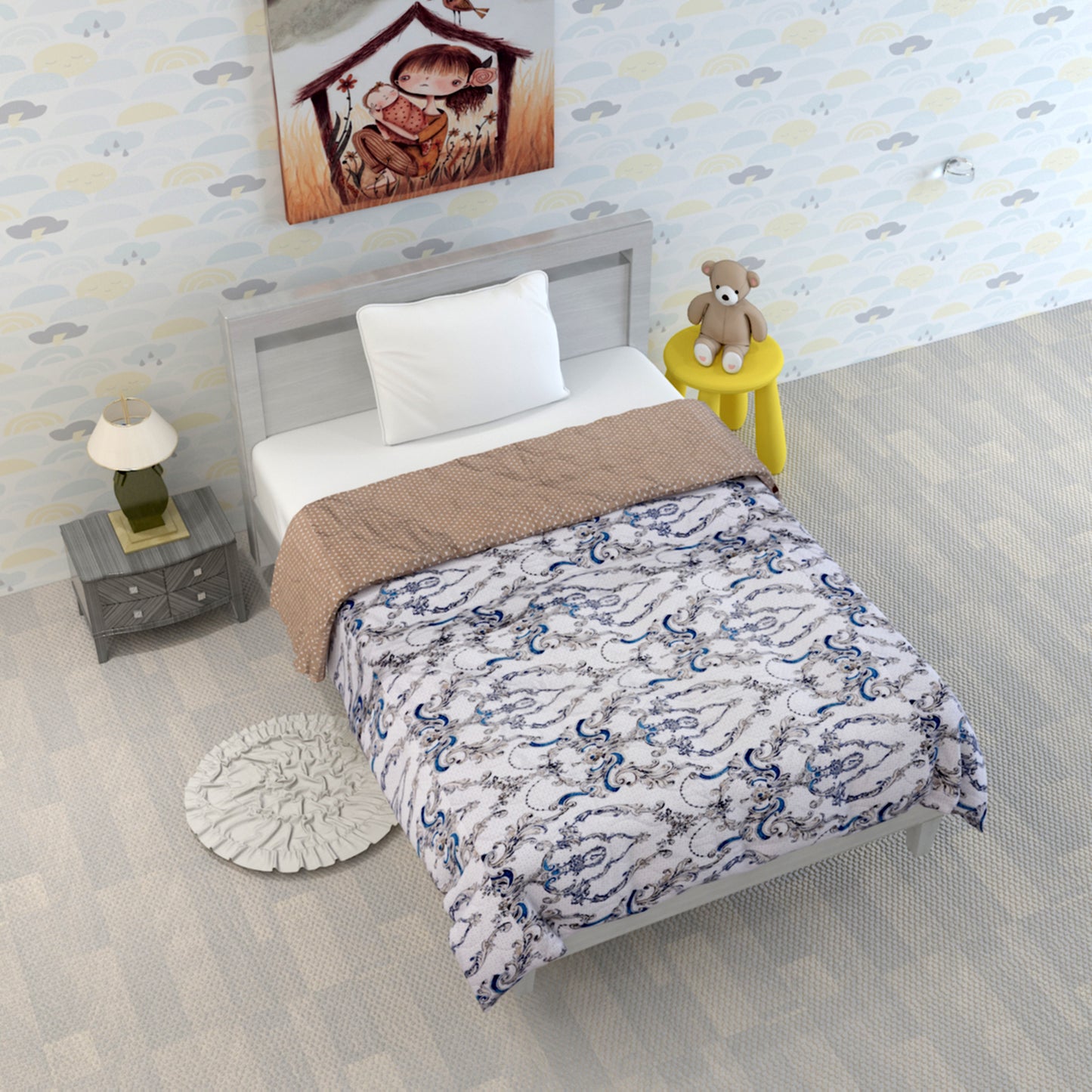 Kalamkari Retro Single Bed AC Quilt Comforter for Kids