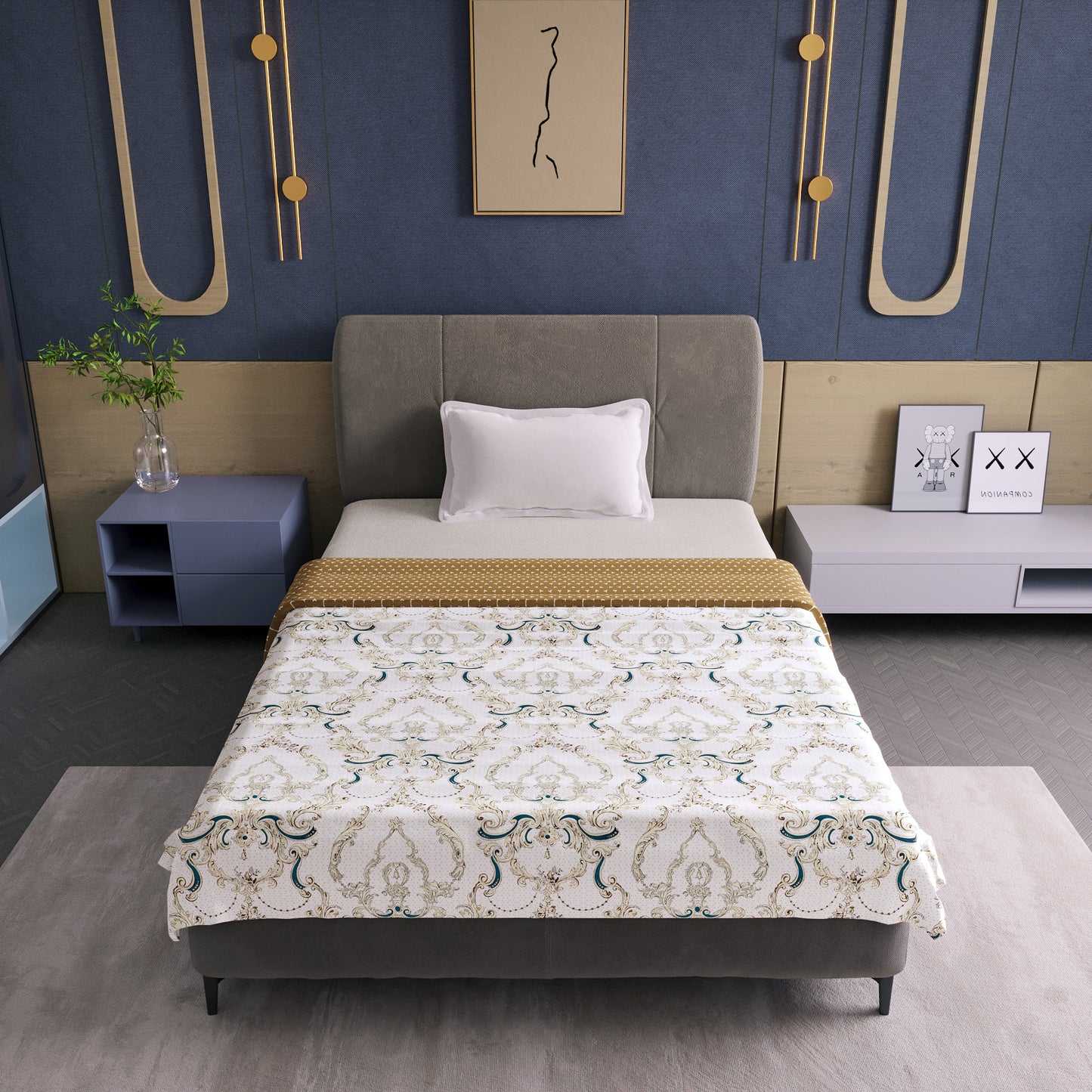 Kalamkari Beige Microfiber Soft Single Bed Dohar