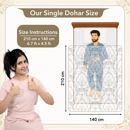 Kalamkari Beige Microfiber Soft Single Bed Dohar