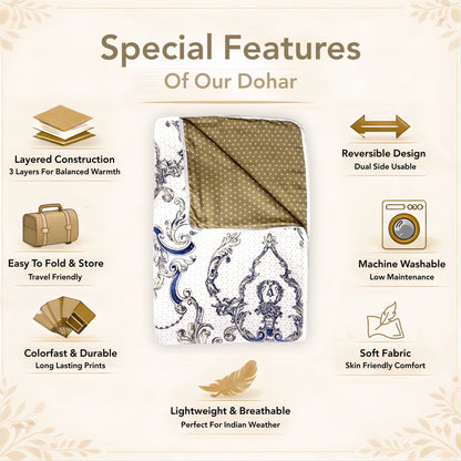 Kalamkari Beige Microfiber Soft Single Bed Dohar