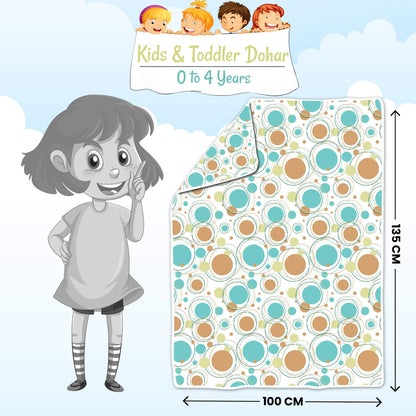 Doodle Round Pattern Kids Single Bed Dohar – 120 GSM Cotton