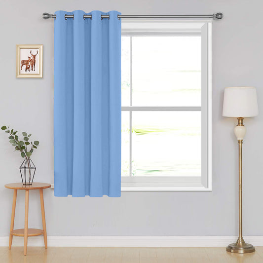 Micro Twill Blackout Window Curtain Single Panel Light Blocking Cover - 1 Piece (Sky Blue)