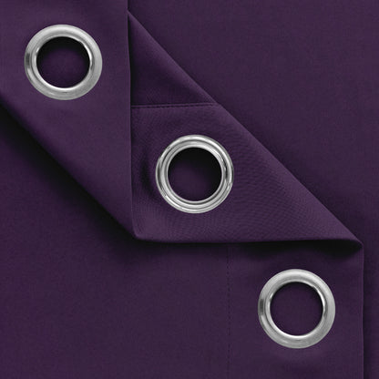 Micro Twill Blackout Window Curtain Light Blocking Privacy - 1 Piece (Purple)