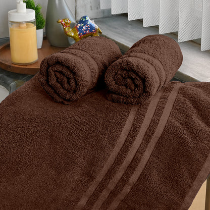 Brown Cotton Set of 3 Bath & Hand Towels Combo (40x60 cm, 30x30 cm)