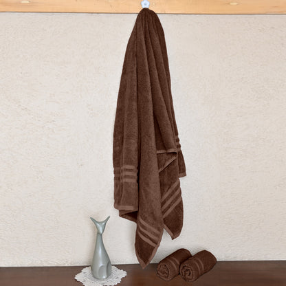 Brown Cotton Set of 3 Bath & Hand Towels Combo (40x60 cm, 30x30 cm)