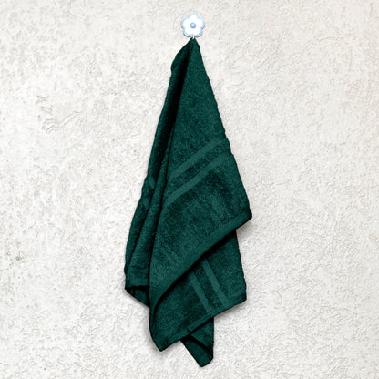 Green Cotton Set of 3 Bath & Hand Towels Combo (40x60 cm, 30x30 cm)
