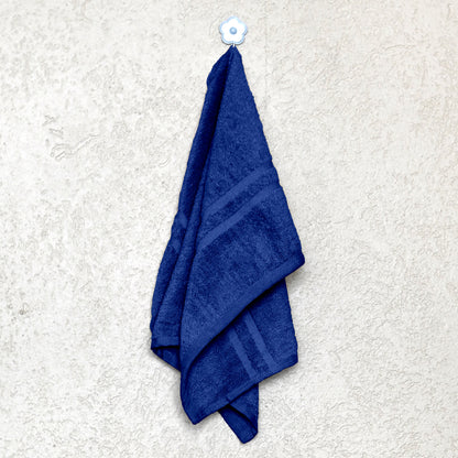 Blue Cotton Set of 3 Bath & Hand Towels Combo (40x60 cm, 30x30 cm)