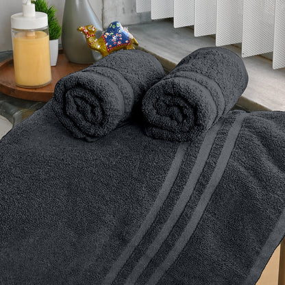 Grey Cotton Set of 3 Bath & Hand Towels Combo (40x60 cm, 30x30 cm)