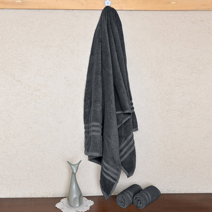 Grey Cotton Set of 3 Bath & Hand Towels Combo (40x60 cm, 30x30 cm)
