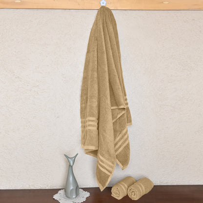Beige Cotton Set of 3 Bath & Hand Towels Combo (40x60 cm, 30x30 cm)