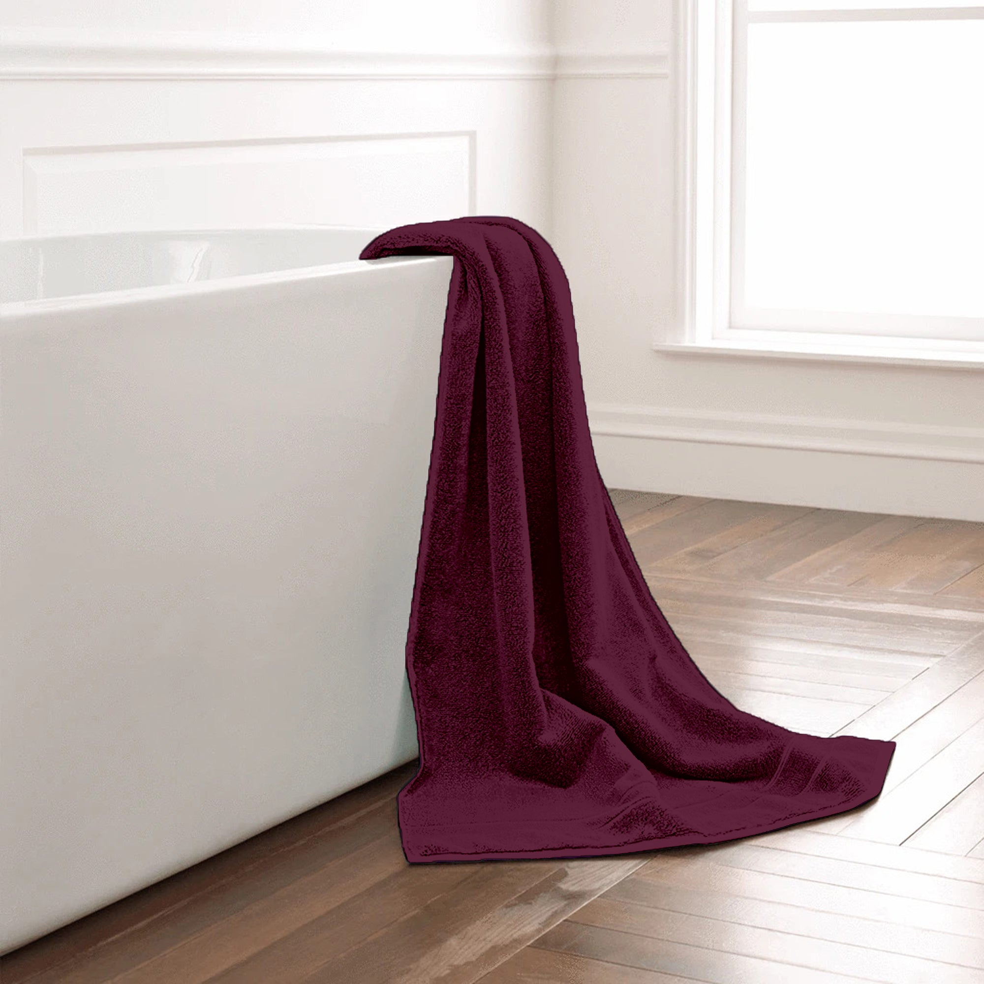 marron bath towel