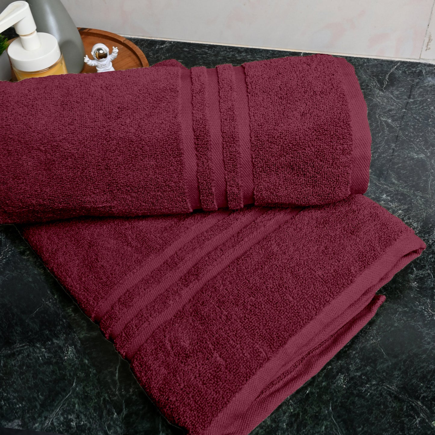 Maroon Cotton Bath Towels Set of 2 (150x75 cm)