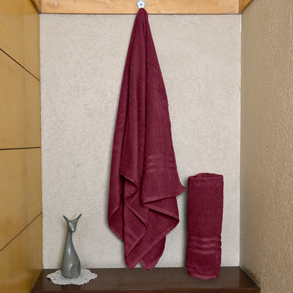Maroon Cotton Bath Towels Set of 2 (150x75 cm)