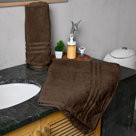Brown Cotton Bath Towels Set of 2 (150x75 cm)