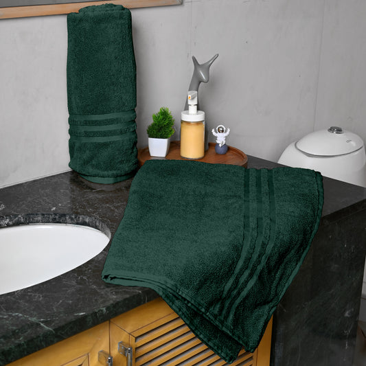 Green Cotton Bath Towels Set of 2 (150x75 cm)