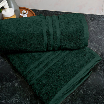 Green Cotton Bath Towels Set of 2 (150x75 cm)