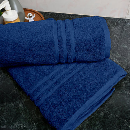 Blue Cotton Bath Towels Set of 2 (150x75 cm)