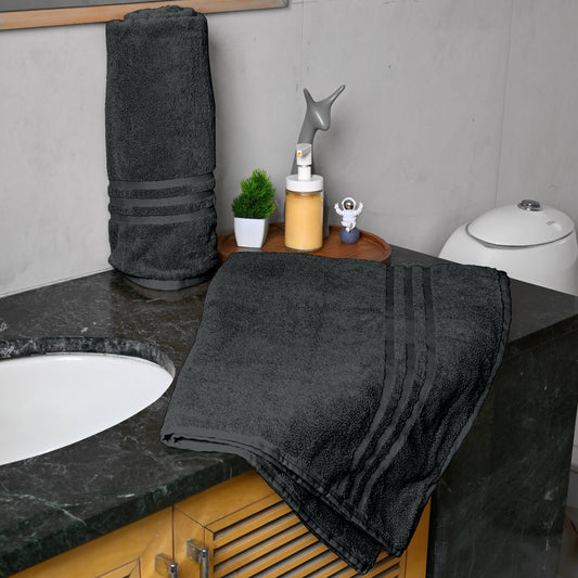 Grey Cotton Bath Towels Set of 2 (150x75 cm)