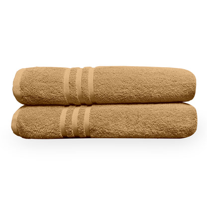 Beige Cotton Bath Towels Set of 2 (150x75 cm)