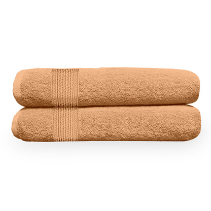 Sand Beige Solid 550 GSM Cotton Bath Towel Set of 2 | 150 × 75 cm