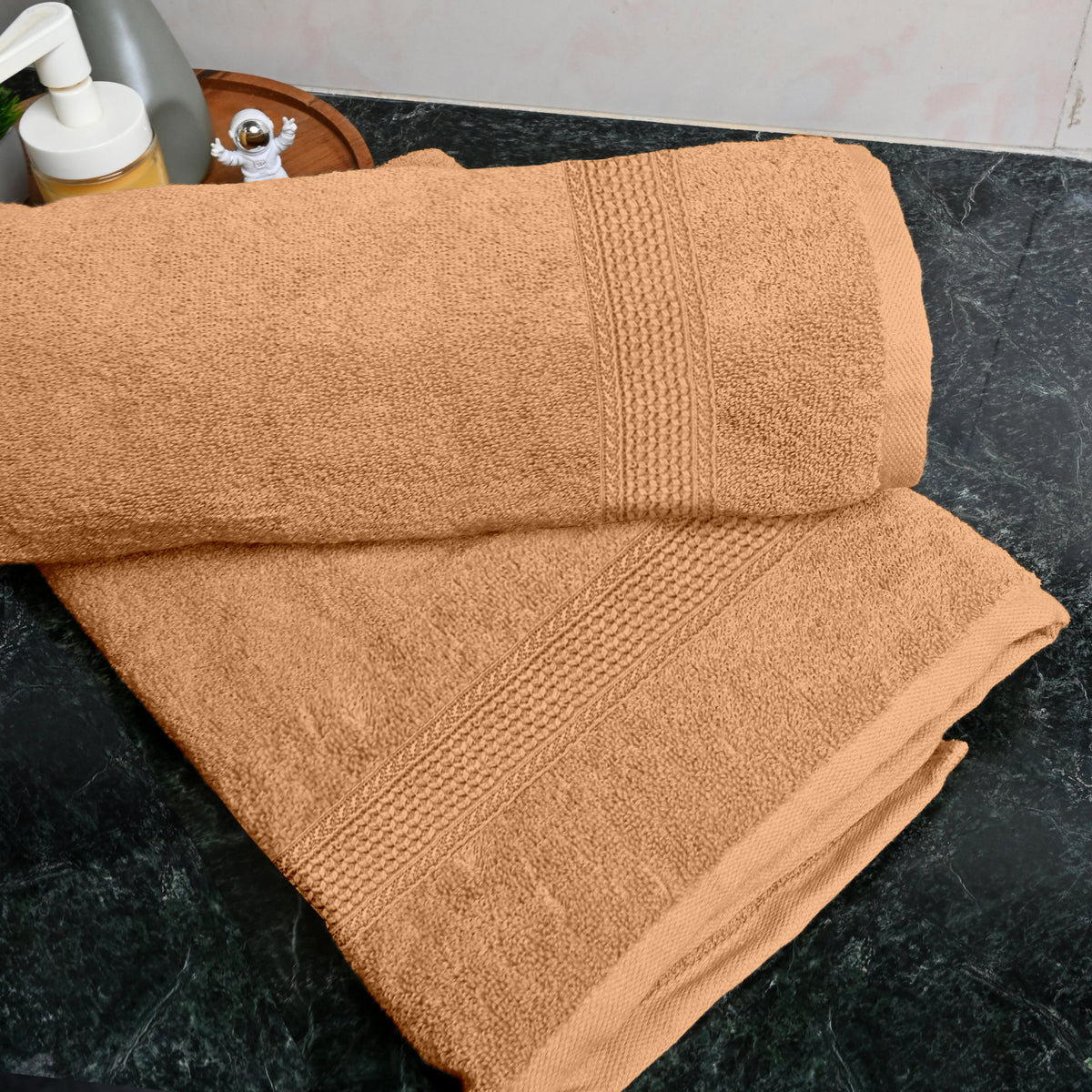 Sand Beige Solid 550 GSM Cotton Bath Towel Set of 2 | 150 × 75 cm